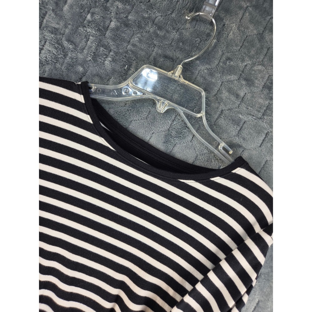 Kim Rogers Perfectly Soft Striped Shirt XL Black White 100% Cotton Long Sleeve